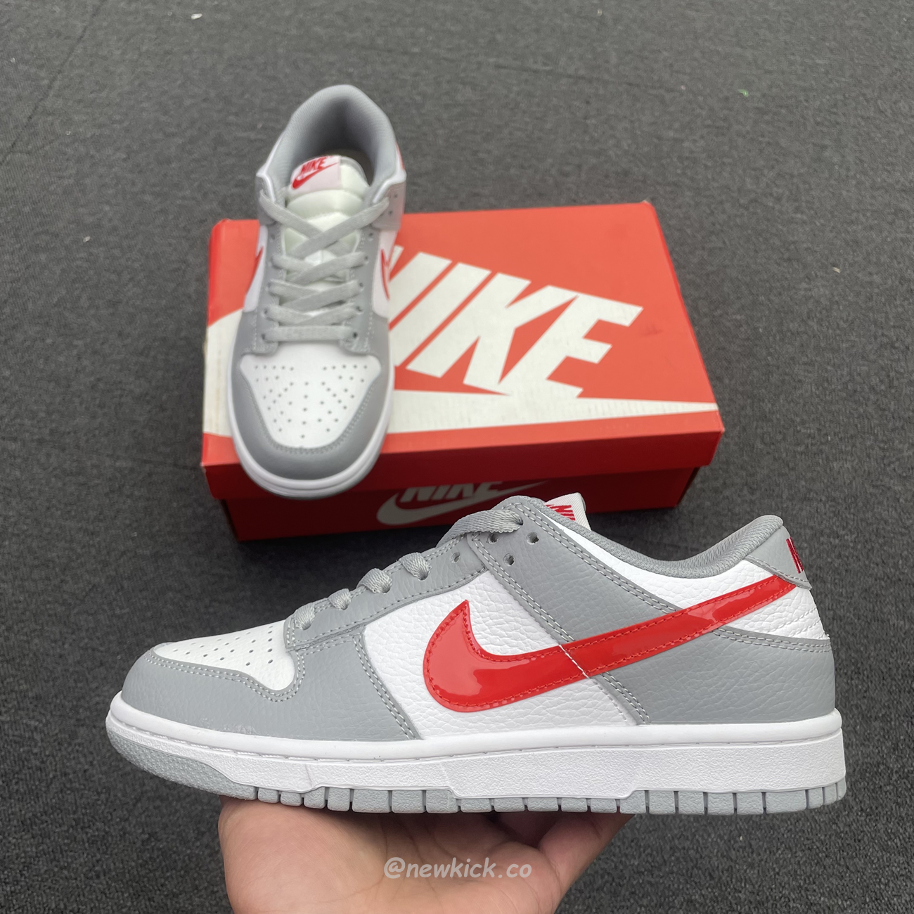 Nike Dunk Low White Wolf Grey University Red Gs Dv7149 001 (11) - newkick.app