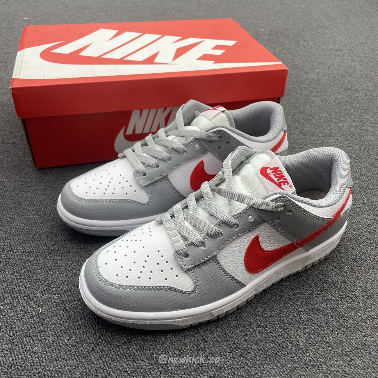 Nike Dunk Low White Wolf Grey University Red Gs Dv7149 001 (12) - newkick.app