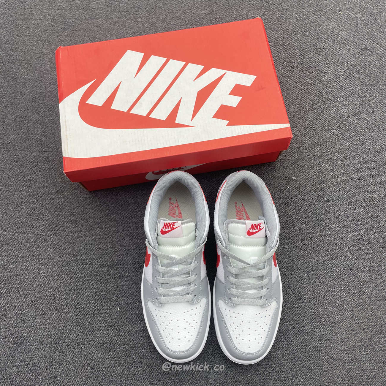 Nike Dunk Low White Wolf Grey University Red Gs Dv7149 001 (13) - newkick.app