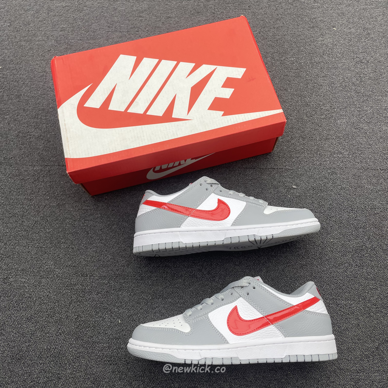 Nike Dunk Low White Wolf Grey University Red Gs Dv7149 001 (14) - newkick.app