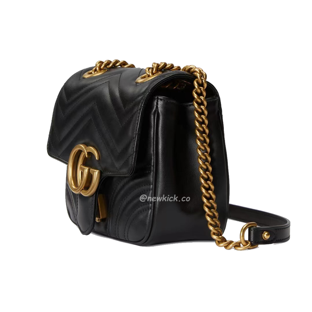 Gucci Gg Marmont Mini Shoulder Bag Matelasse Chevron Black (11) - newkick.app