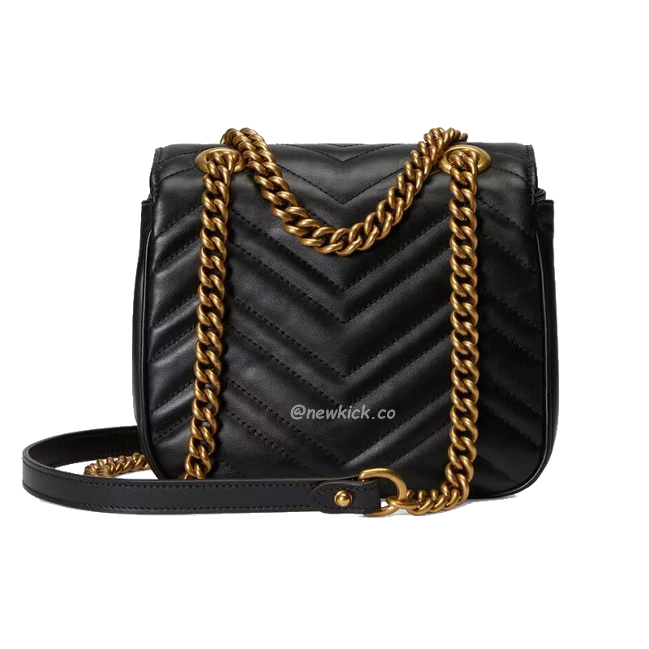 Gucci Gg Marmont Mini Shoulder Bag Matelasse Chevron Black (6) - newkick.app