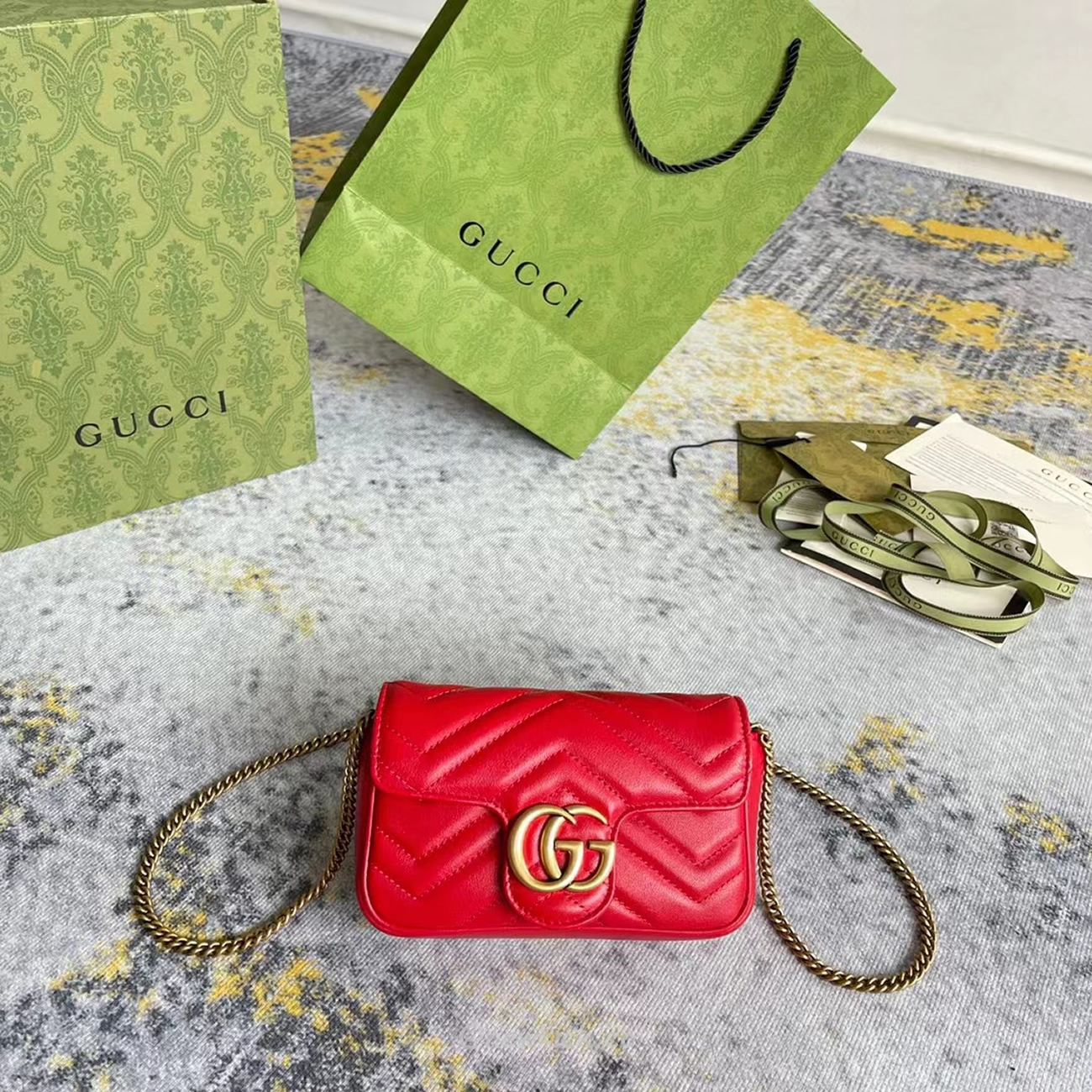 Gucci Gg Marmont Matelasse Super Mini Bag Red (10) - newkick.app