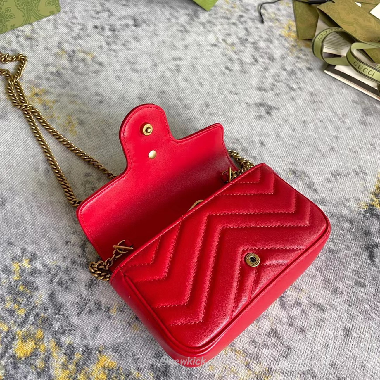 Gucci Gg Marmont Matelasse Super Mini Bag Red (11) - newkick.app