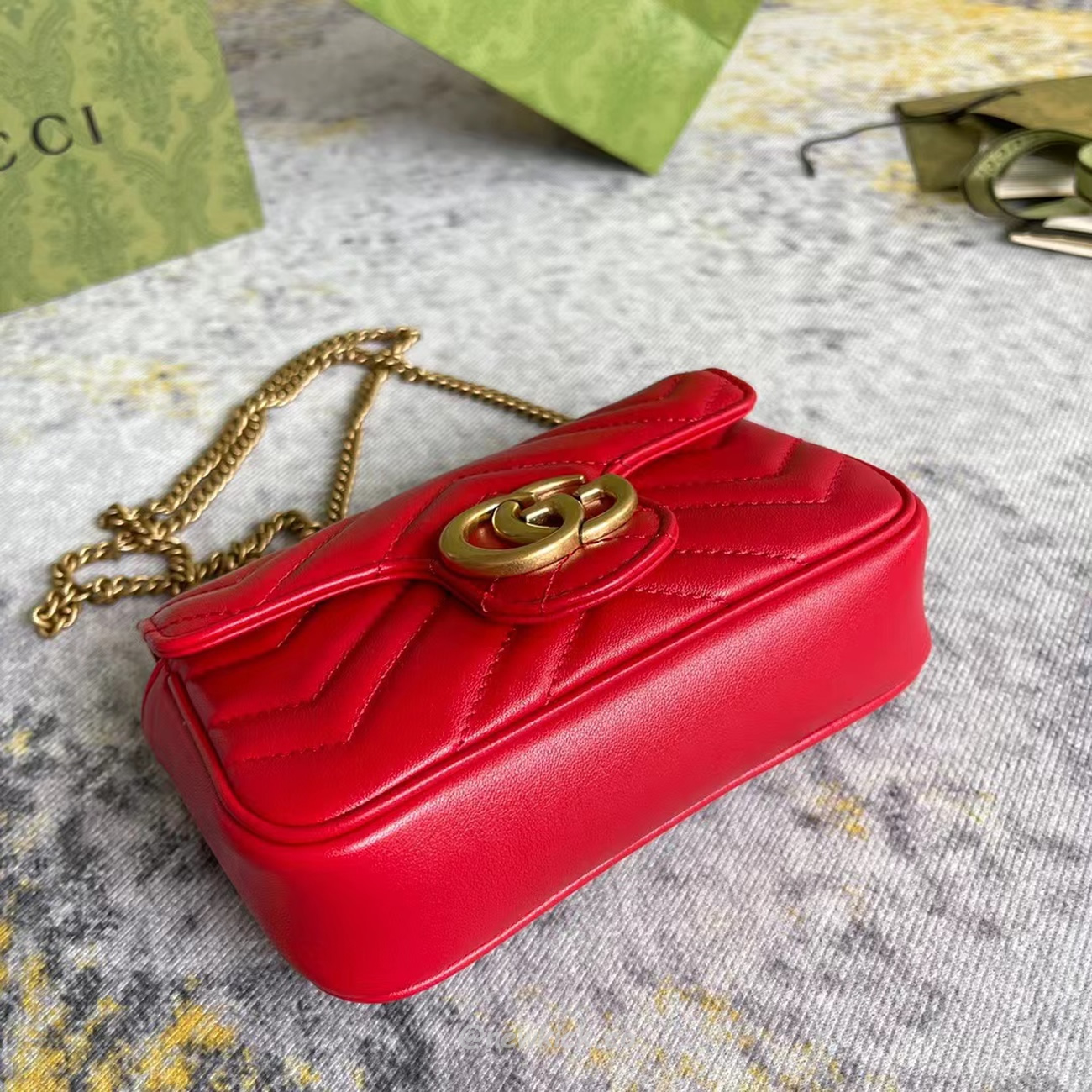 Gucci Gg Marmont Matelasse Super Mini Bag Red (12) - newkick.app