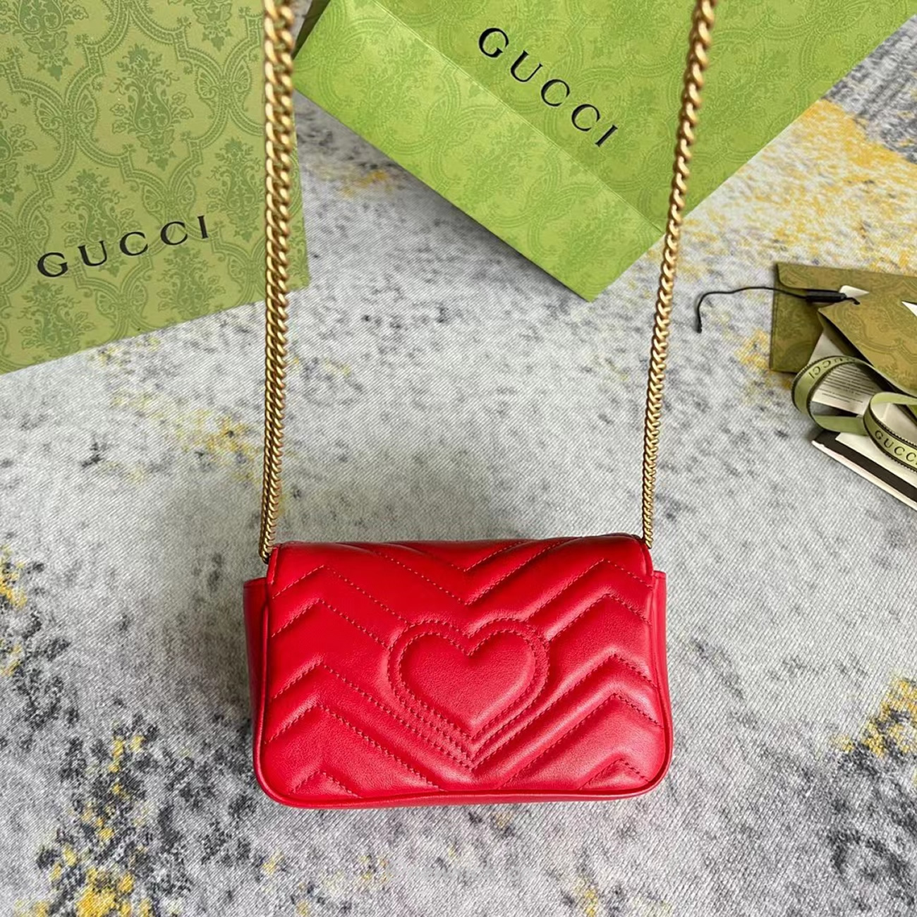 Gucci Gg Marmont Matelasse Super Mini Bag Red (3) - newkick.app