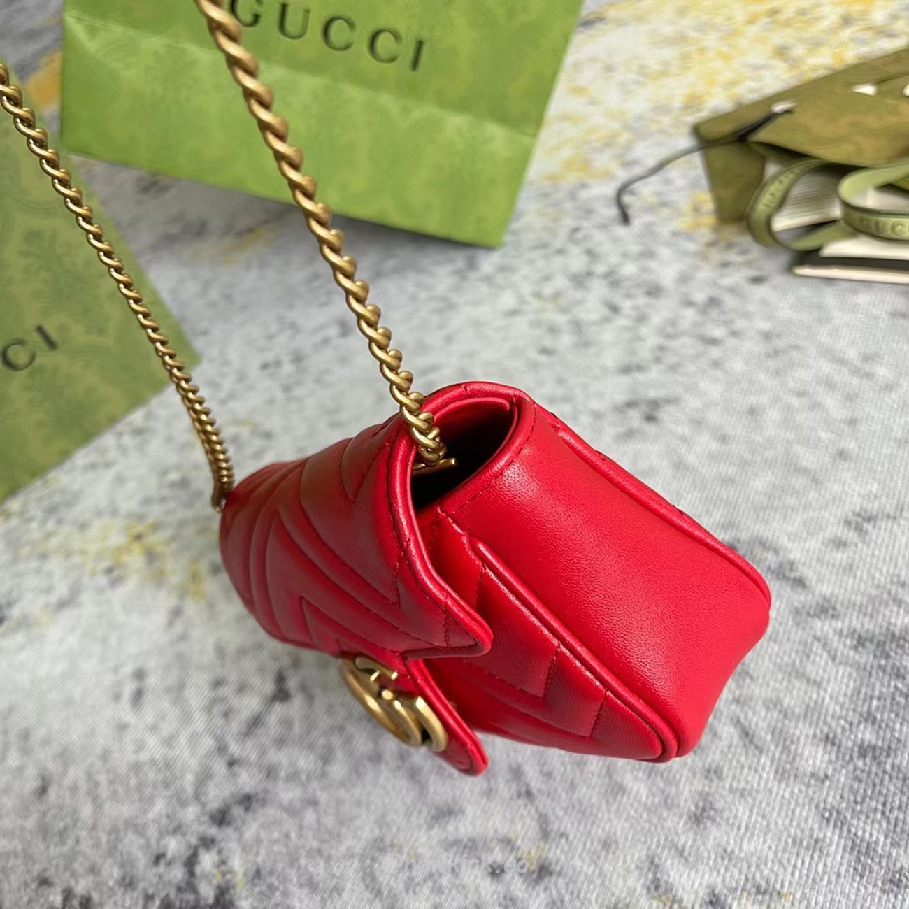 Gucci Gg Marmont Matelasse Super Mini Bag Red (5) - newkick.app