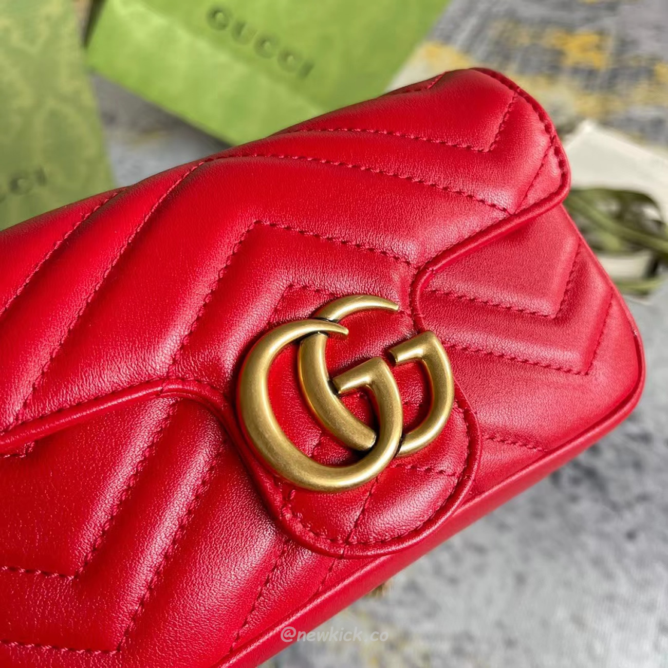 Gucci Gg Marmont Matelasse Super Mini Bag Red (7) - newkick.app