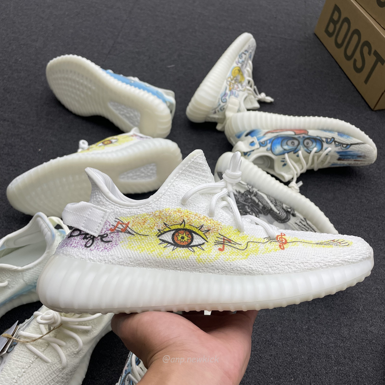 Adidas Yeezy Boost 350 V2 Bone Graffiti Hq6316 (2) - newkick.app