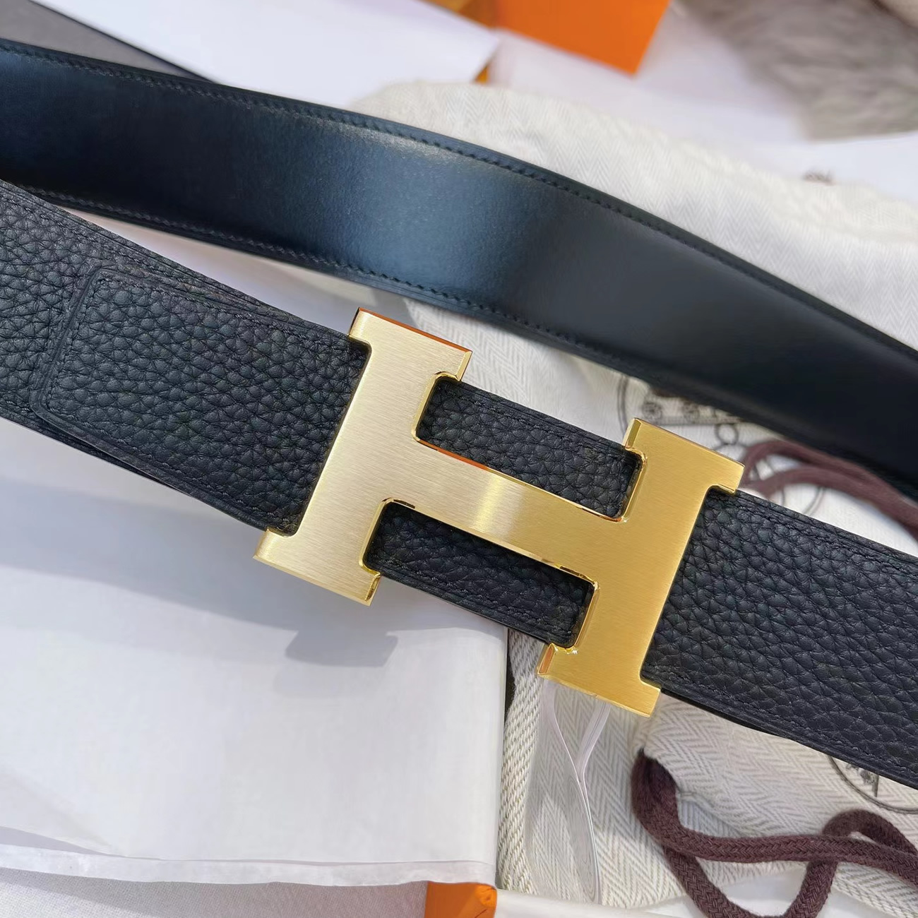 Hermes Full Grain Reversible Belt Leather Black (4) - newkick.app