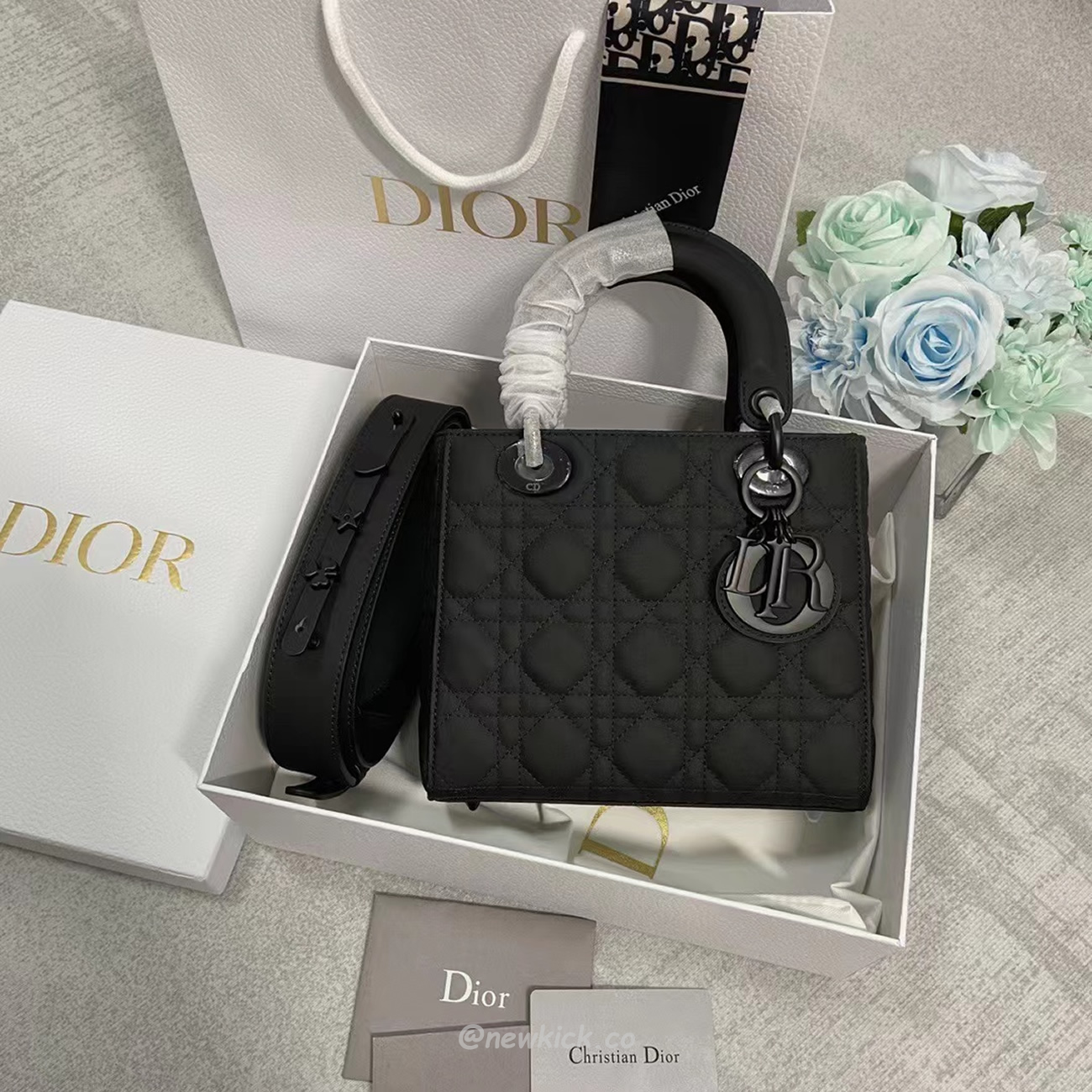 Dior My Lady Abc Black Ultra Matte Canage Calfskin With Rattan Pattern M0538sloi M989 (8) - newkick.app