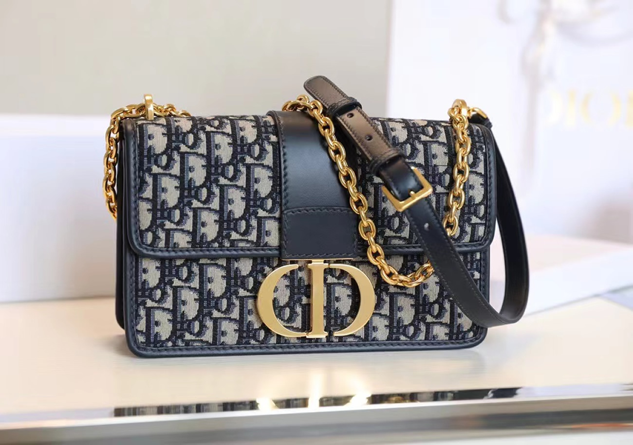 Dior 30 Montaigne Chain Bag Blue Dior Oblique Jacquard M9208utzq M928 (24) - newkick.app