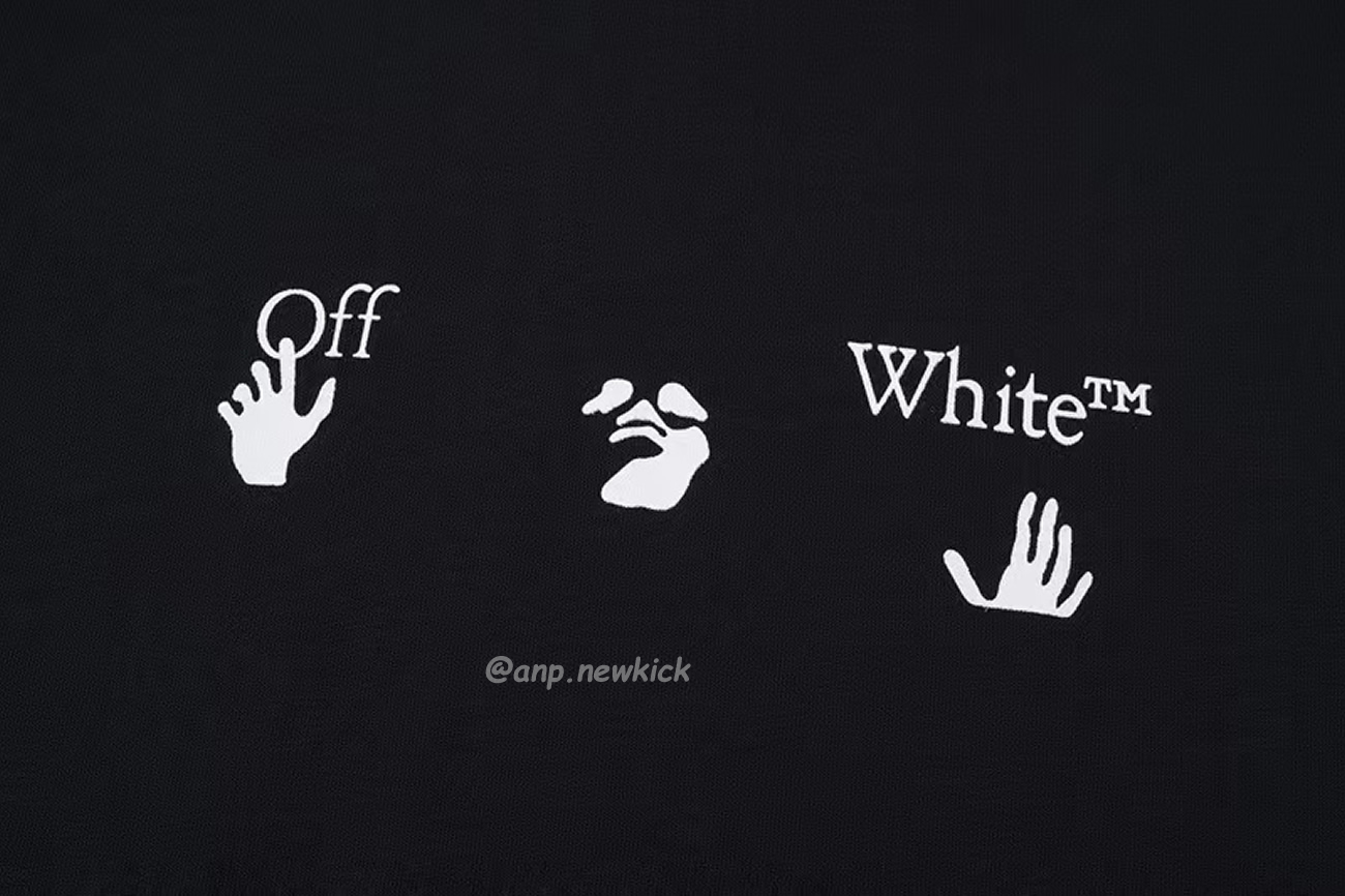 Off White White Black Blue Arrow Print Slim T Shirt (7) - newkick.app