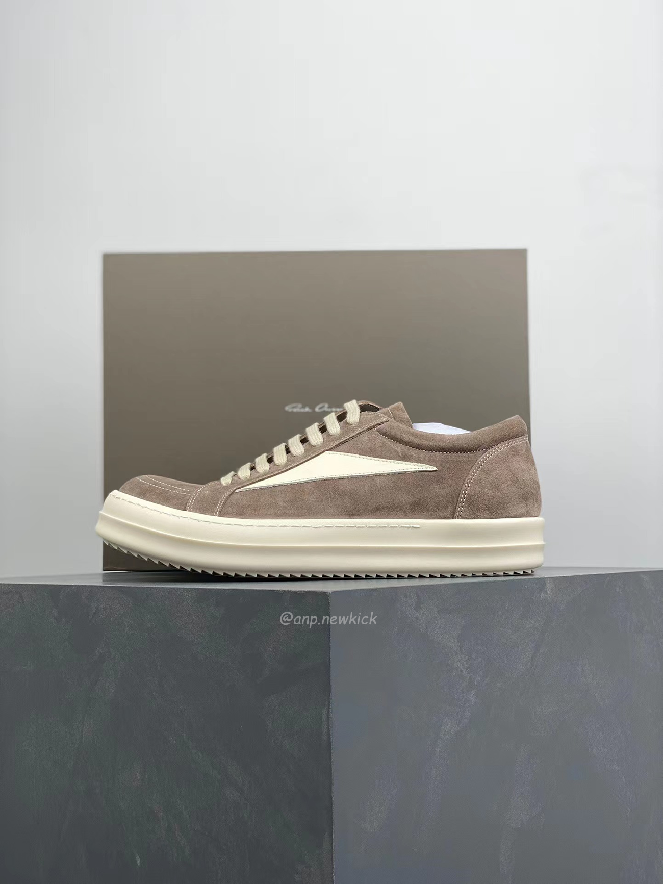 Rick Owens Leather Low Top Vintage Sneakers Suede Canvas Black Taupe Grey Faded Pnk Pearl Milk Dark Dust (7) - newkick.app