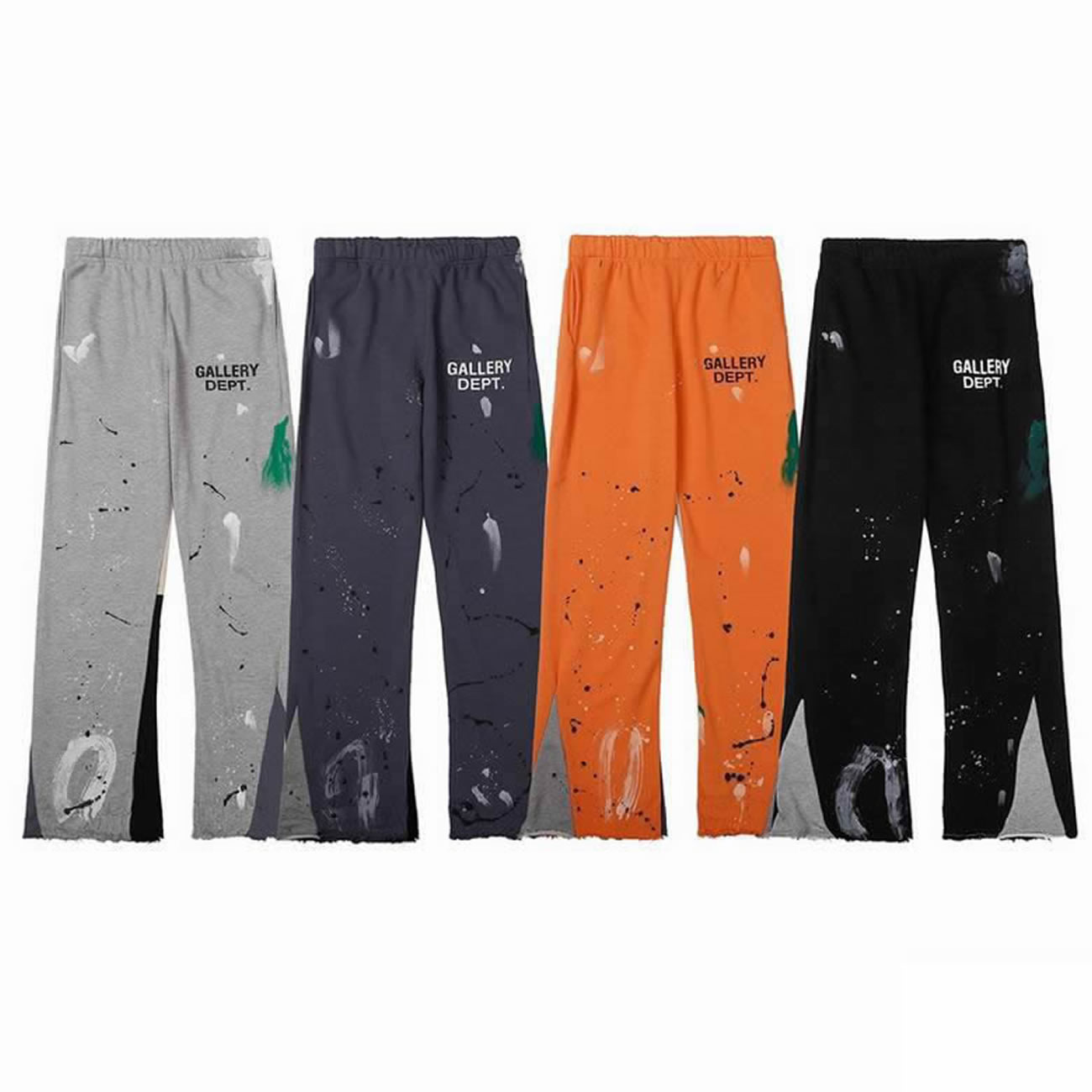 Gallery Dept Painted Flare Sweat Pants Washed Black Navy Orange Grey (1) - newkick.app