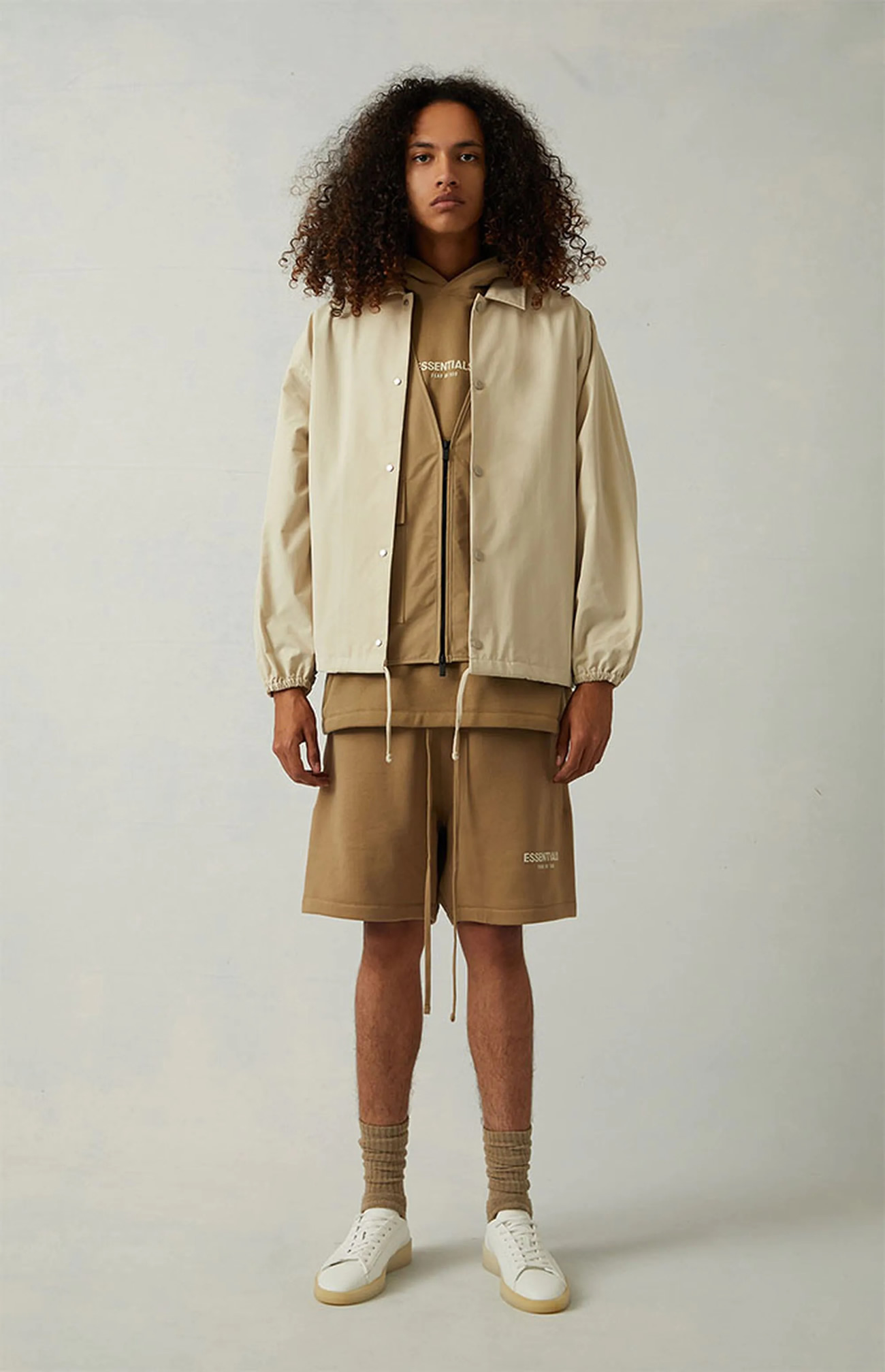 Fear Of God Essentials 1977 Coaches Jacket Iron Oak (28) - newkick.app