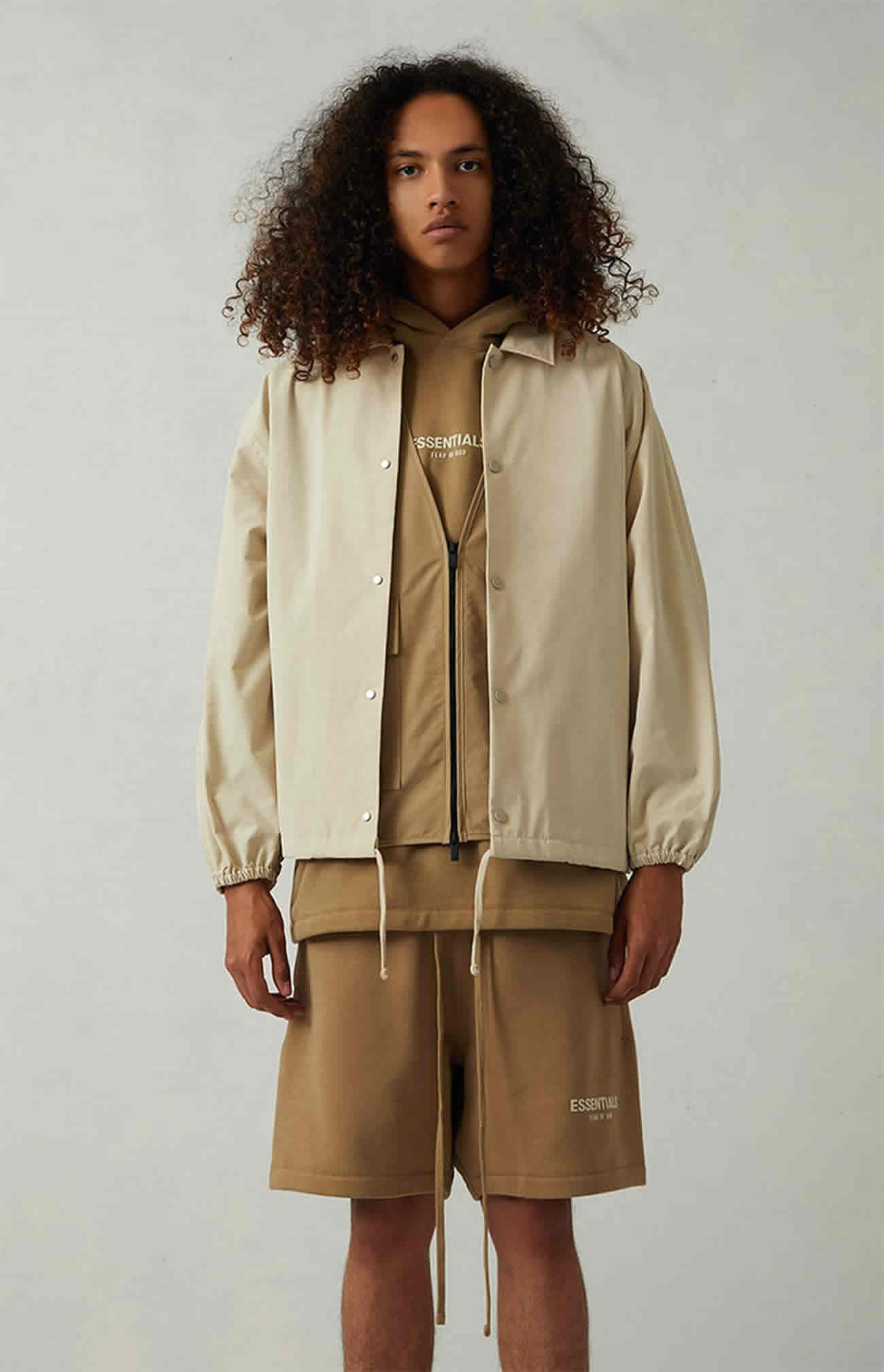 Fear Of God Essentials 1977 Coaches Jacket Iron Oak (29) - newkick.app