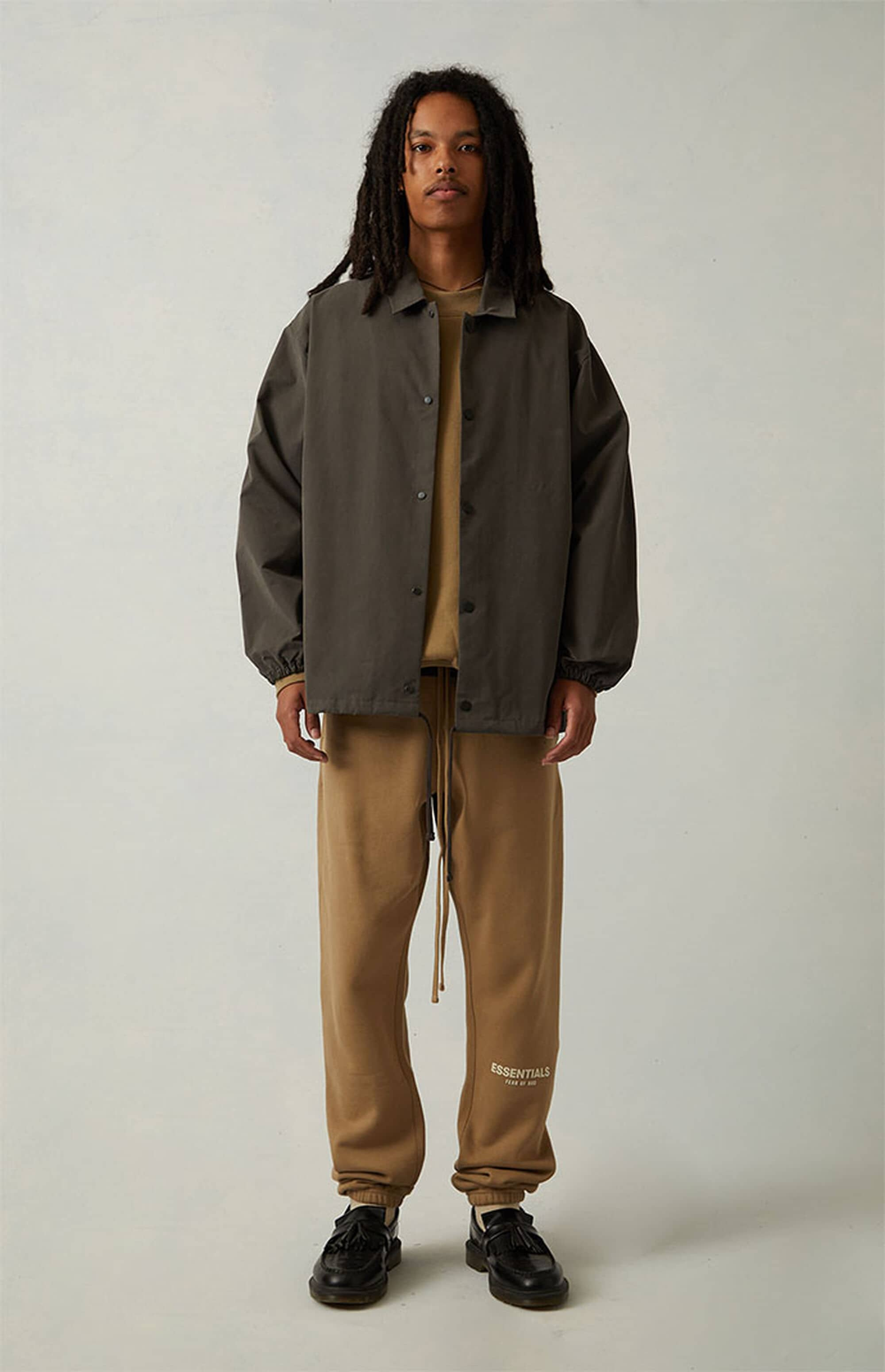 Fear Of God Essentials 1977 Coaches Jacket Iron Oak (5) - newkick.app