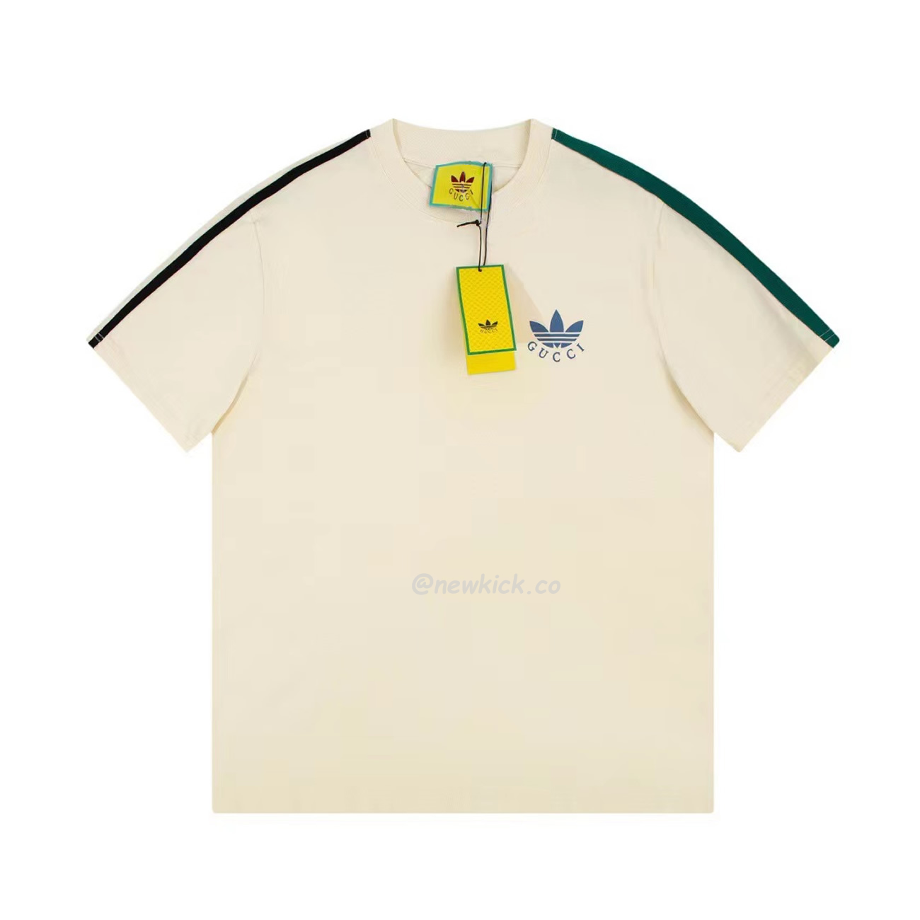 Gucci X Adidas Trefoil Print T Shirt Off White Ss22 (4) - newkick.app