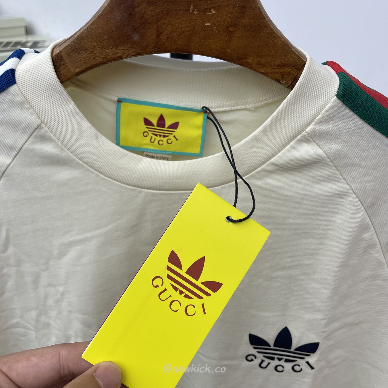 Gucci X Adidas Trefoil Print T Shirt Off White Ss22 (8) - newkick.app