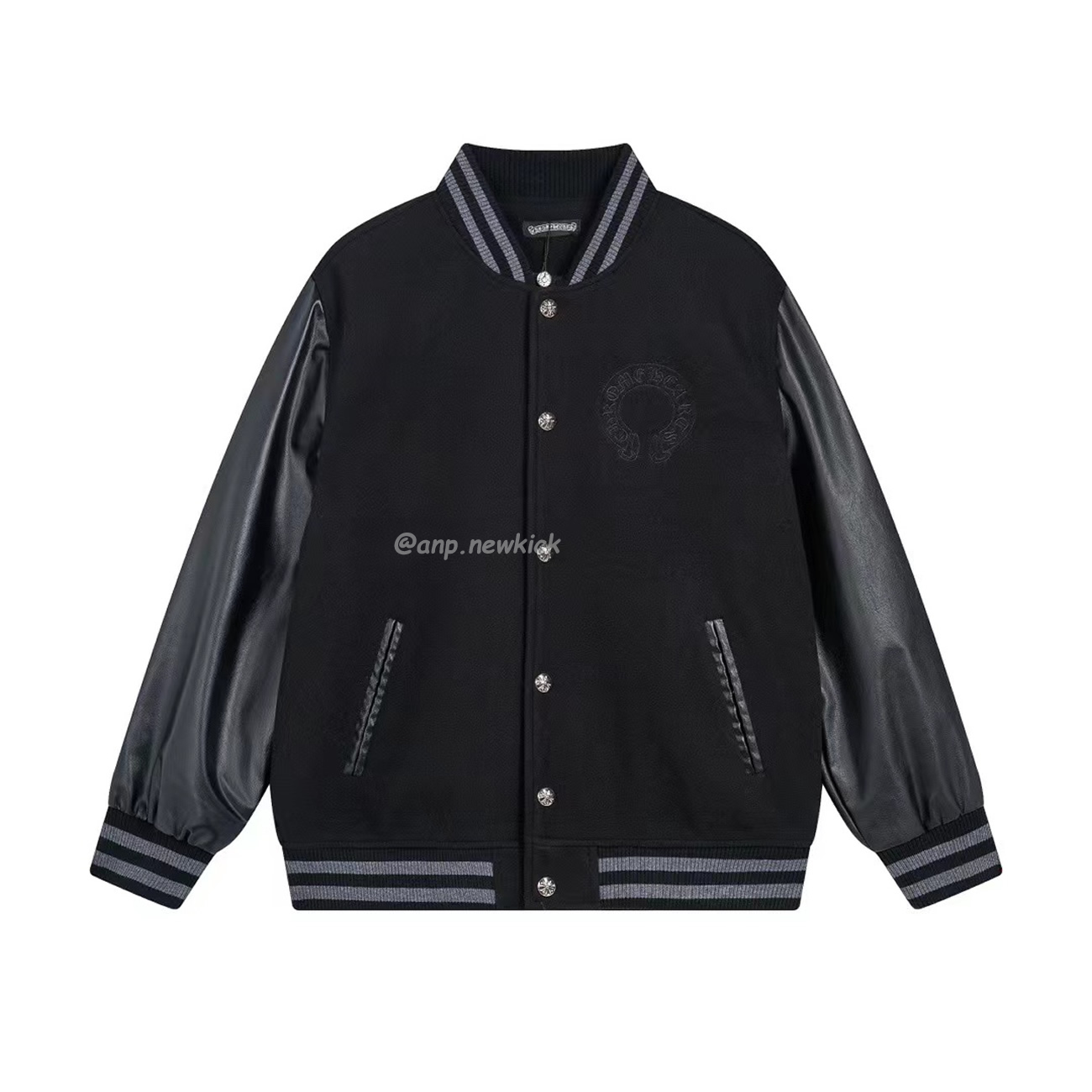 Chrome Hearts Patchwork Baseball Cross Jacket Black White (1) - newkick.app