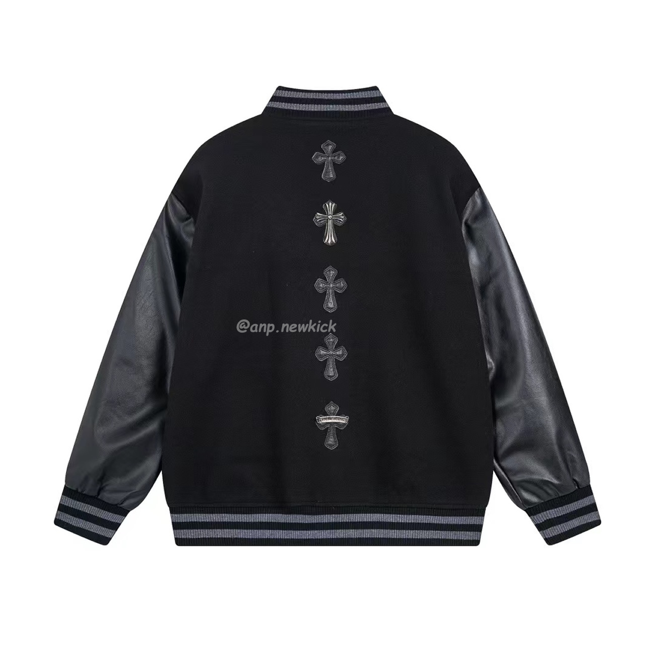 Chrome Hearts Patchwork Baseball Cross Jacket Black White (4) - newkick.app