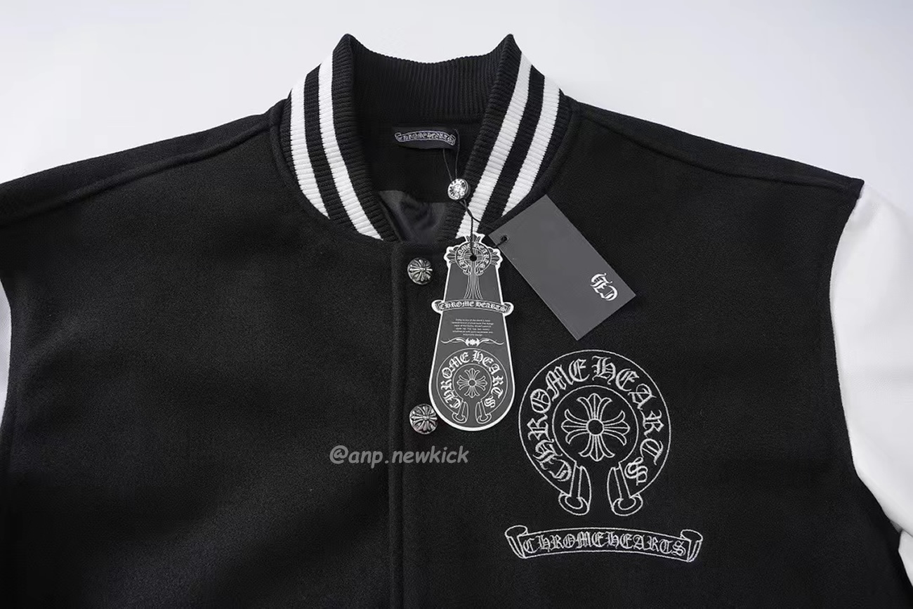 Chrome Hearts Patchwork Baseball Jacket Black White (9) - newkick.app