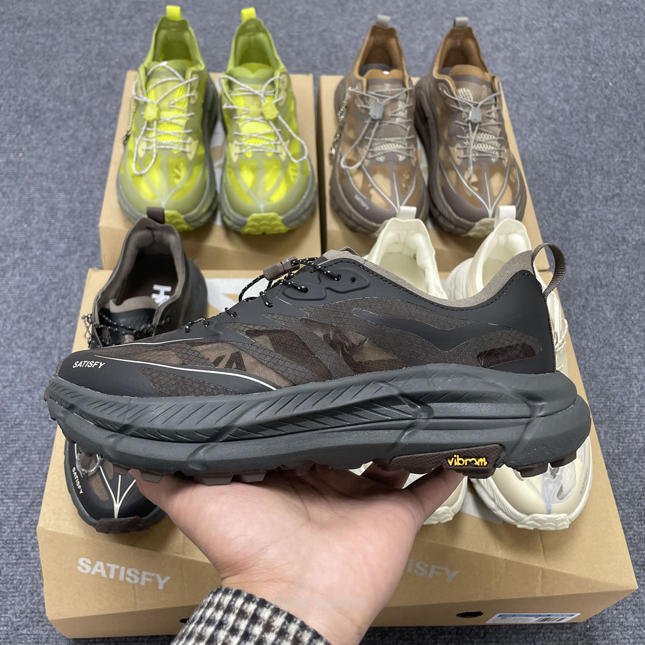 Hoka One One Mafate Speed 4 Lite Satisfy Bone Coffee Rubber Sulfur 1157050 Bone (4) - newkick.app