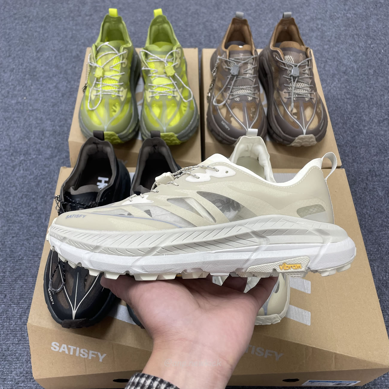 Hoka One One Mafate Speed 4 Lite Satisfy Bone Coffee Rubber Sulfur 1157050 Bone (5) - newkick.app