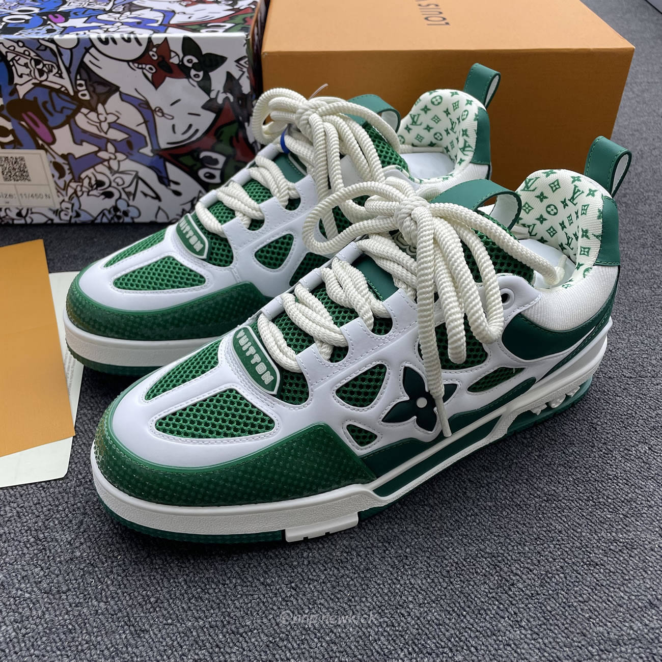 Louis Vuitton Lv Skate Sneaker Green White 1ac520 (10) - newkick.app