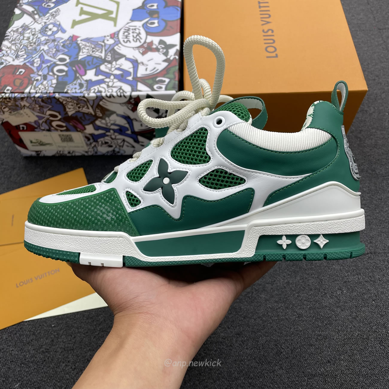 Louis Vuitton Lv Skate Sneaker Green White 1ac520 (2) - newkick.app