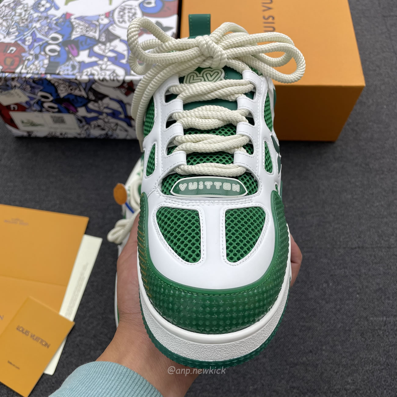 Louis Vuitton Lv Skate Sneaker Green White 1ac520 (7) - newkick.app