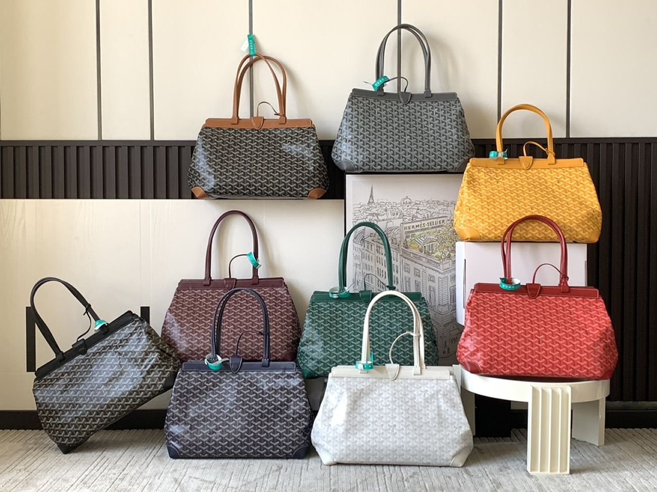 Goyard Bellechasse Biaude Tote Bag Blacknatural Black Grey Navy White Green Yellow Red Burgundy (36) - newkick.app