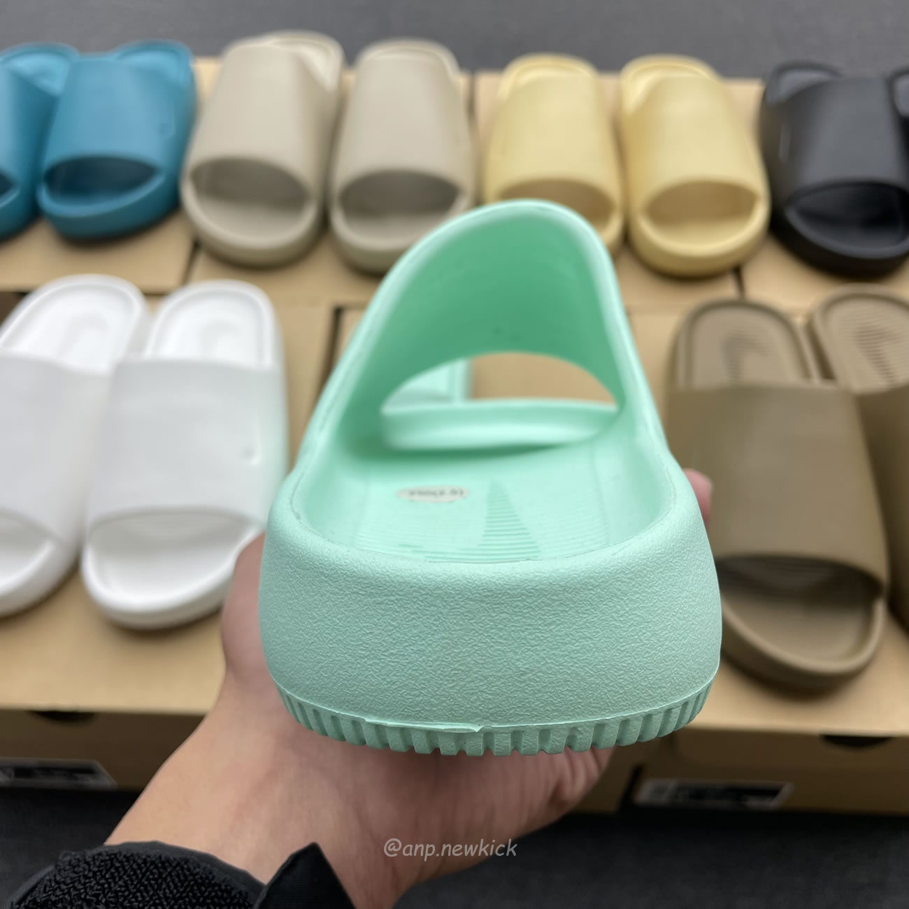 Nike Calm Slide Jade Ice Black Sesame Geode Teal White Brown Dx4816 300 (10) - newkick.app