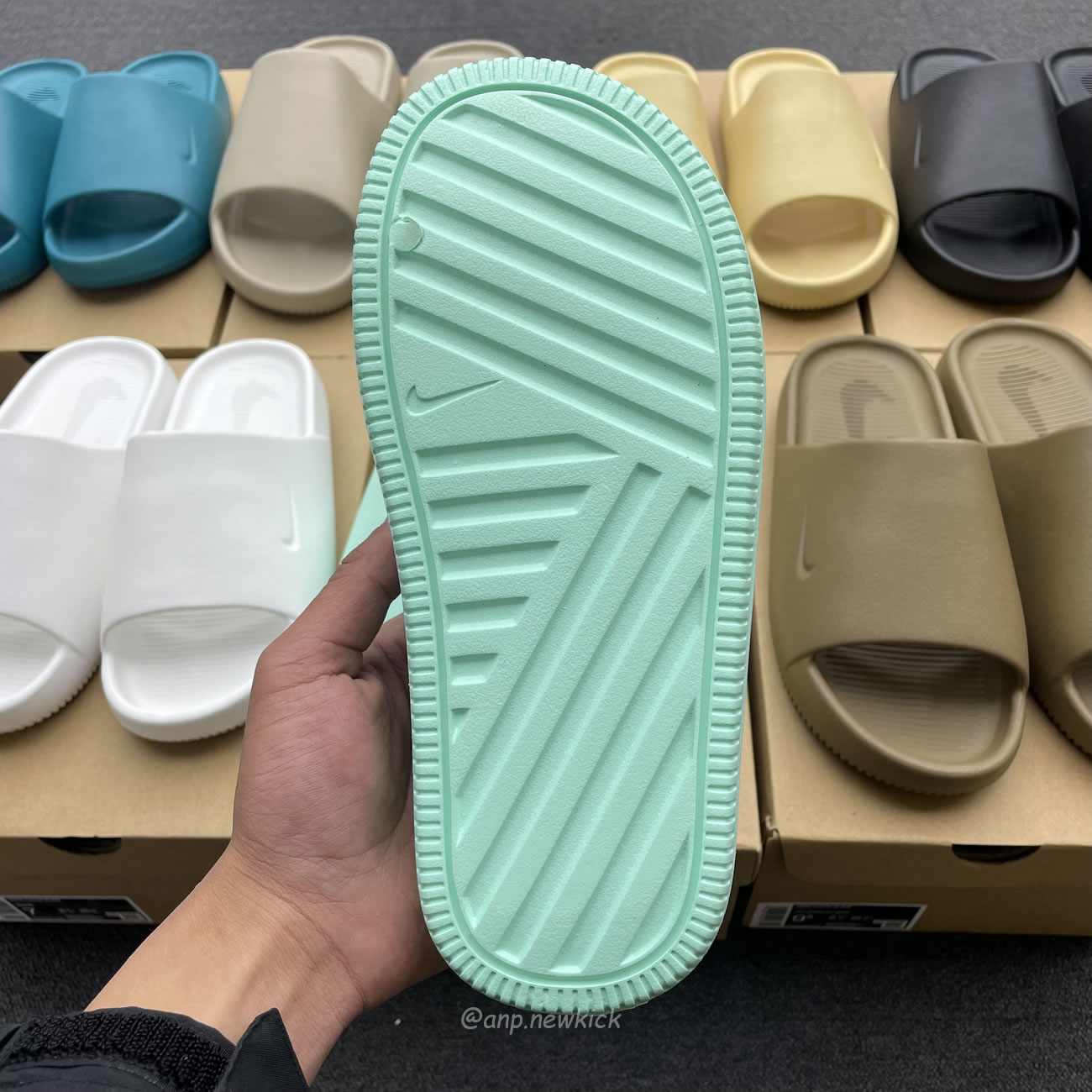 Nike Calm Slide Jade Ice Black Sesame Geode Teal White Brown Dx4816 300 (17) - newkick.app