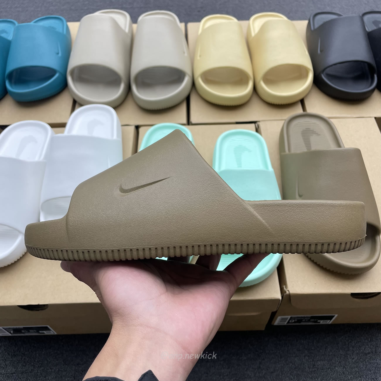 Nike Calm Slide Jade Ice Black Sesame Geode Teal White Brown Dx4816 300 (5) - newkick.app