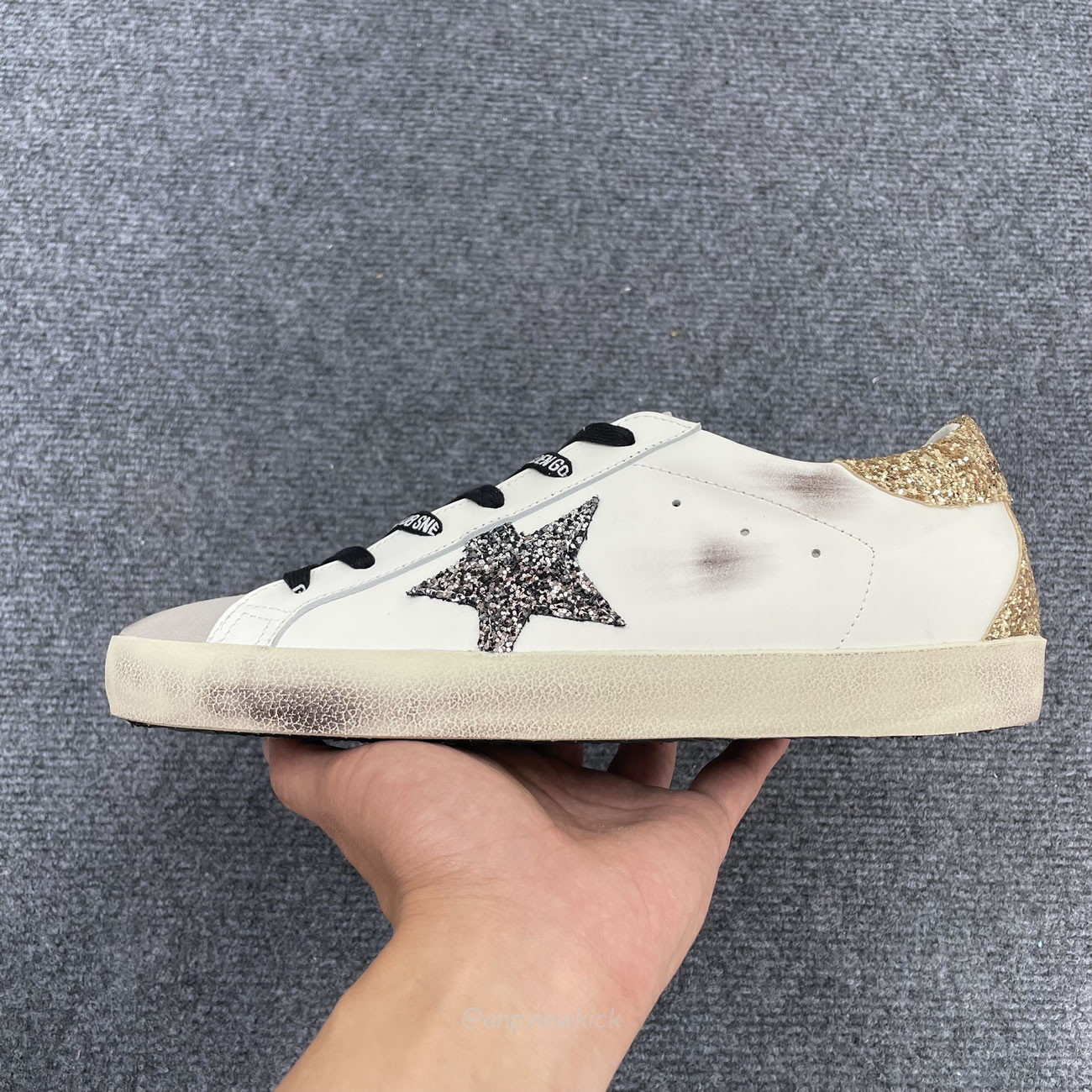 Golden Goose Super Star White Silver Gold Glitter Womens Gwf00102 (3) - newkick.app