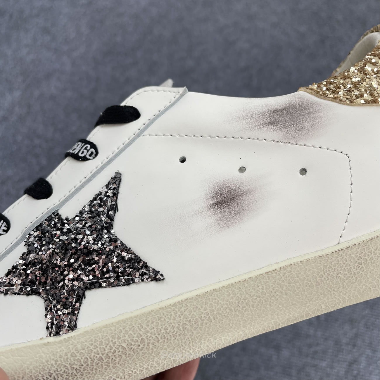 Golden Goose Super Star White Silver Gold Glitter Womens Gwf00102 (8) - newkick.app