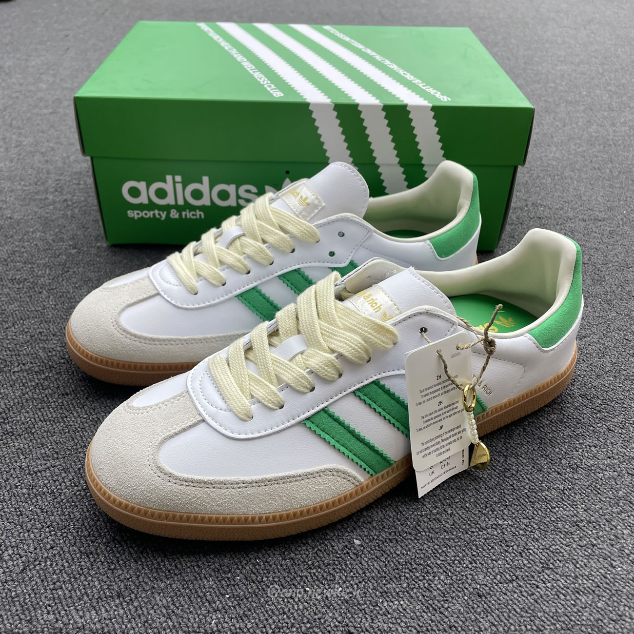 Adidas Samba Og Sporty Rich White Green Hq6075 (4) - newkick.app