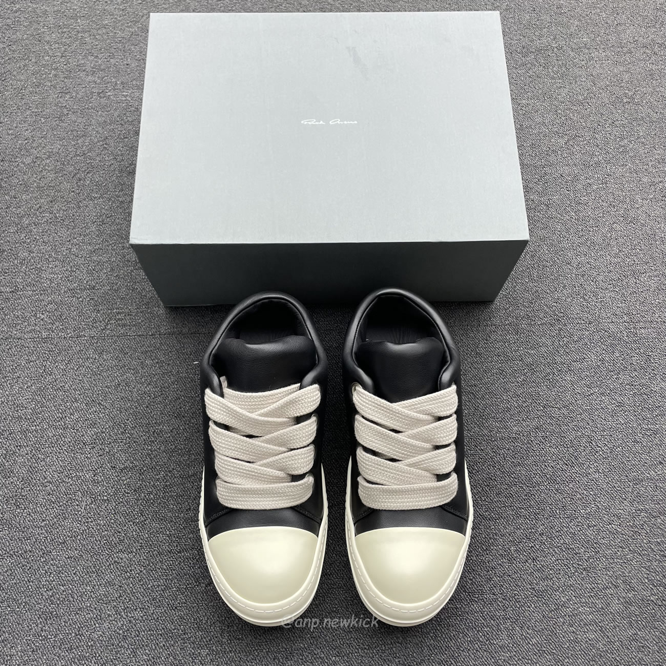 Rick Owens Jumbo Lace Padded Sneaks Low Black Acid Milk Ru02c7893 (8) - newkick.app