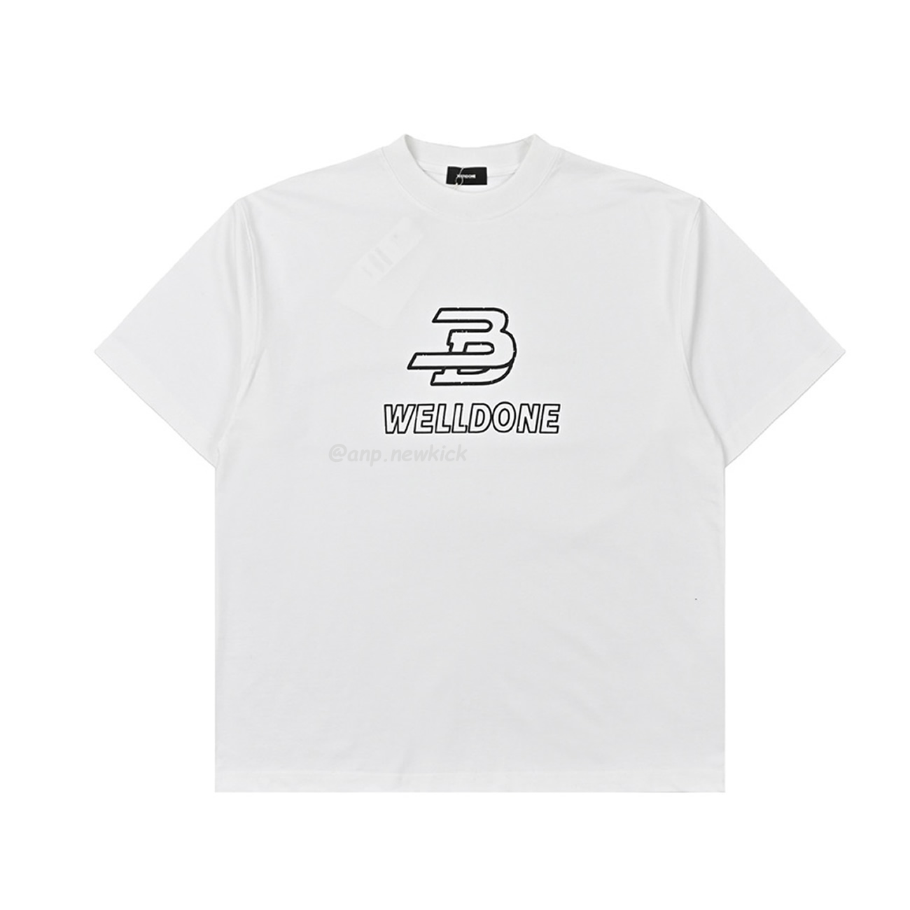 Welldone Letter Printing Black White T Shirt (4) - newkick.app