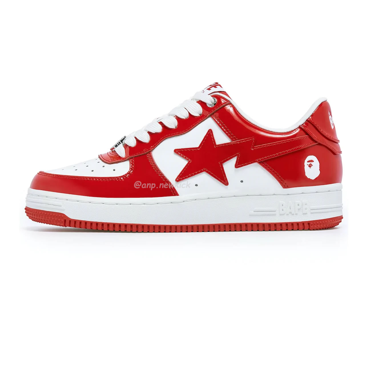 A Bathing Ape Bape Sta Patent Leather White Red 1i70 291 021 (0) - newkick.app