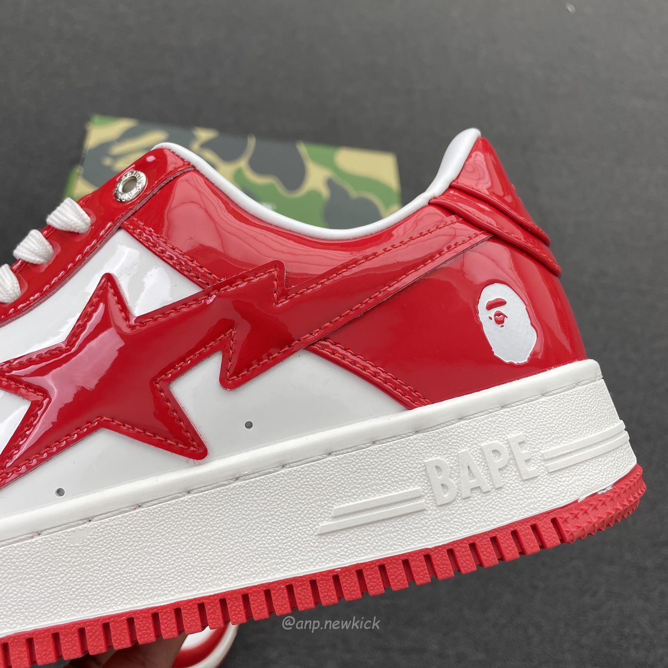 A Bathing Ape Bape Sta Patent Leather White Red 1i70 291 021 (10) - newkick.app