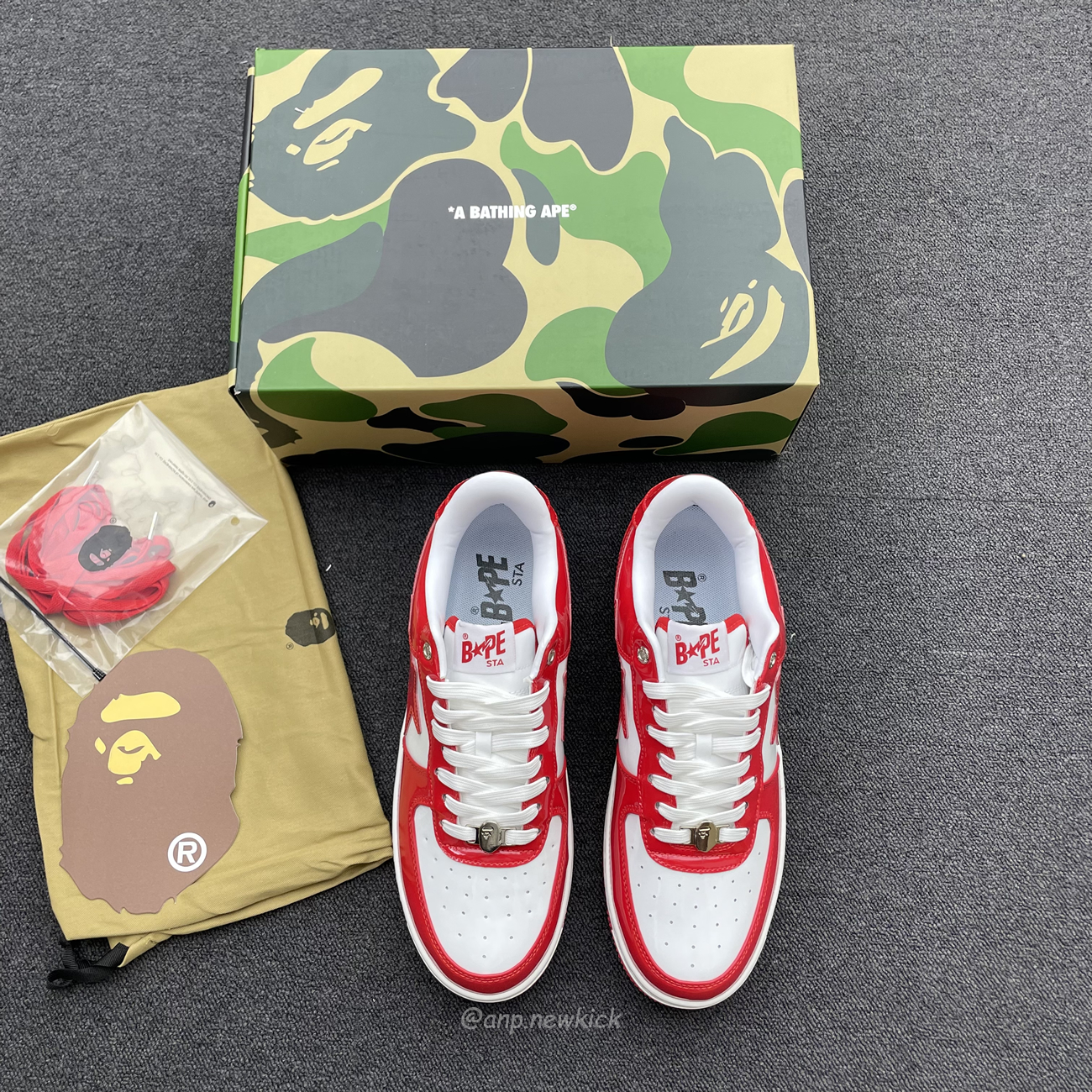 A Bathing Ape Bape Sta Patent Leather White Red 1i70 291 021 (11) - newkick.app