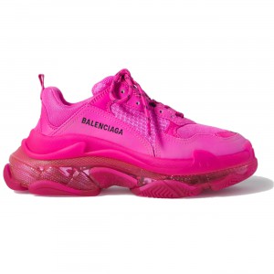 Balenciaga Triple S Pink Clear Sole Logo-Embroidered Foam & Mesh Sneakers