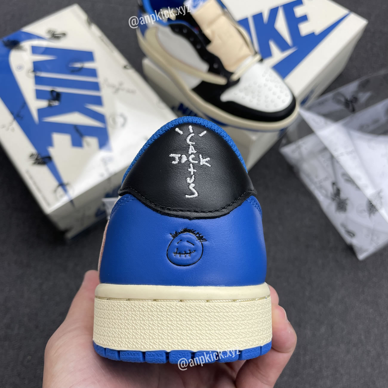 Travis Scott x Air Jordan 1 Retro Low "Military Blue" Collab With Fragment "Cactus Jack Royal" DM7866-140