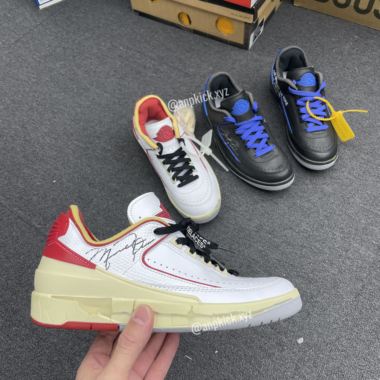 Off-White x Air Jordan 2 Low "White/Red" & "Black/Blue"