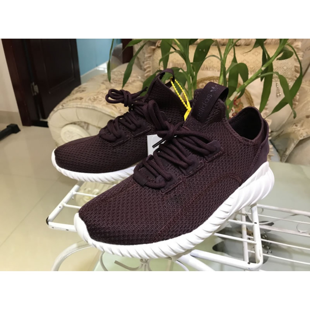 Adidas Tubular Doom Sock Primeknit Burgundy White BY3565