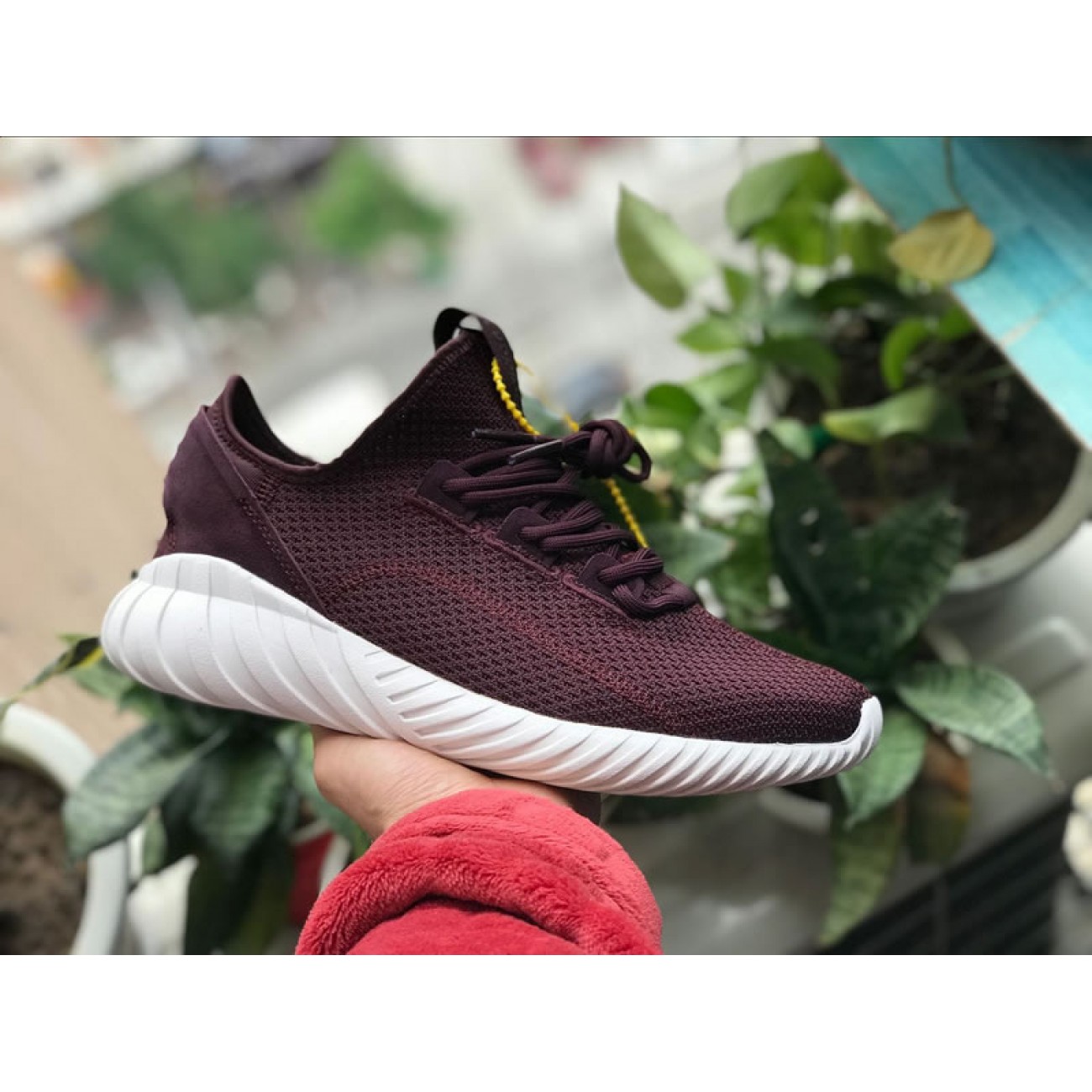 Adidas Tubular Doom Sock Primeknit Burgundy White BY3565