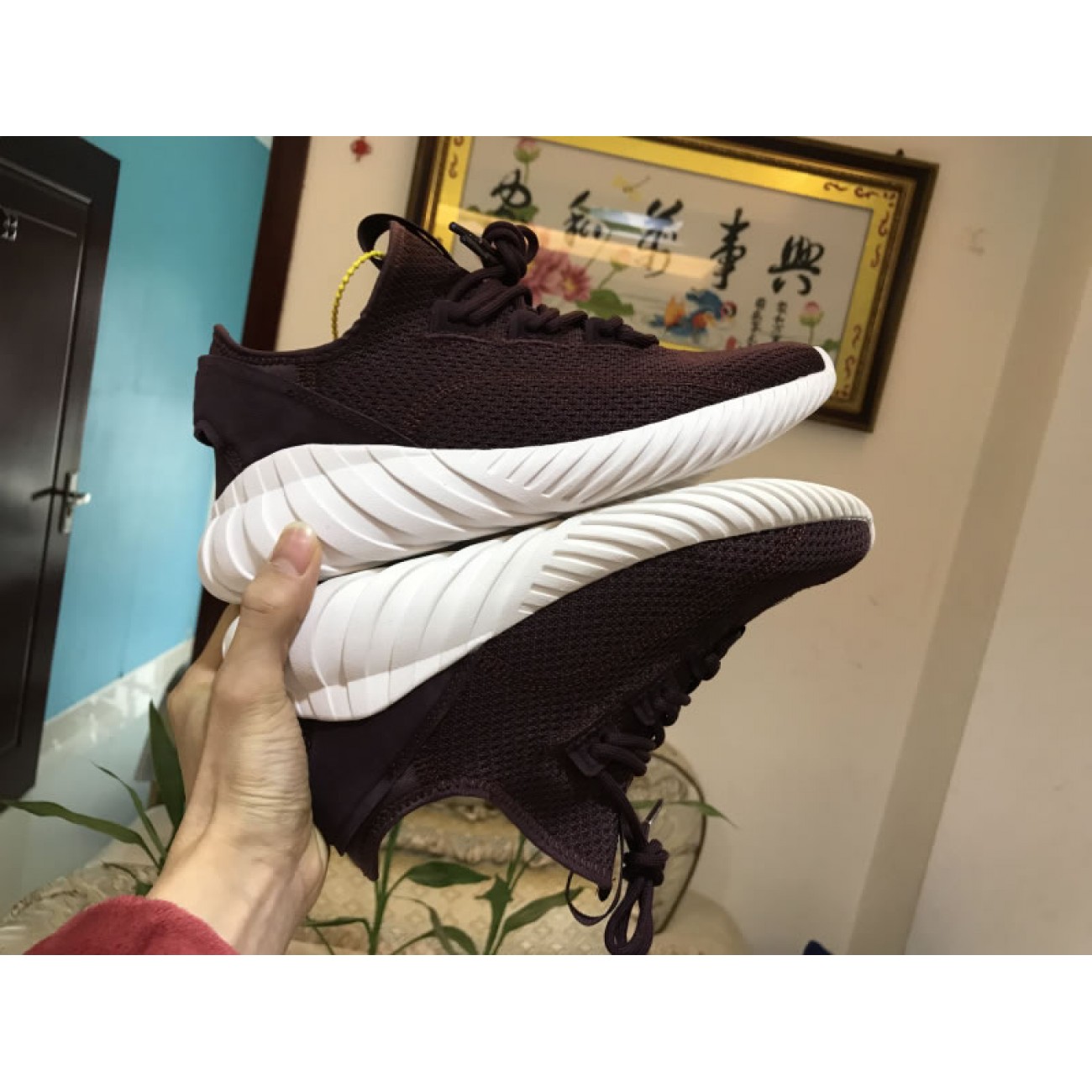 Adidas Tubular Doom Sock Primeknit Burgundy White BY3565